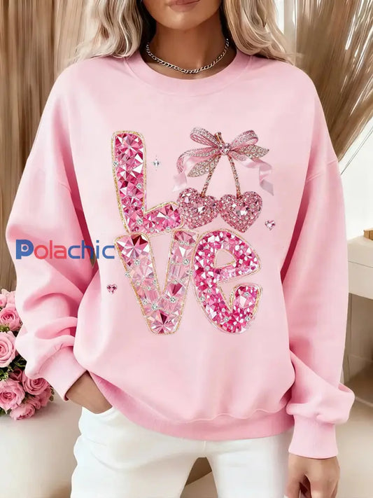 Sweat-shirt décontracté Valentin Femme Rose clair / S