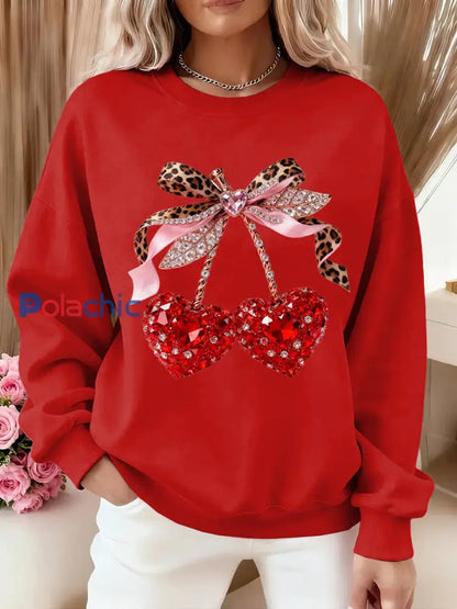 Sweat-shirt décontracté Valentin Femme Rouge / S
