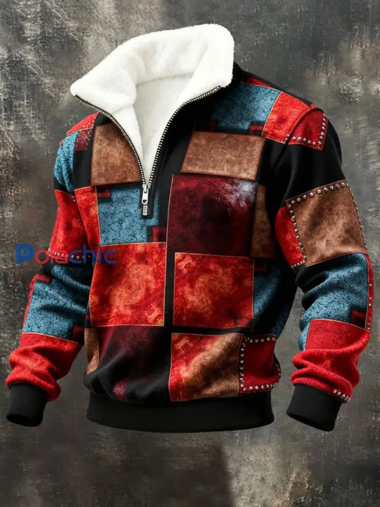 Sweat-shirt en peluche géométrique Art Homme comme image / S