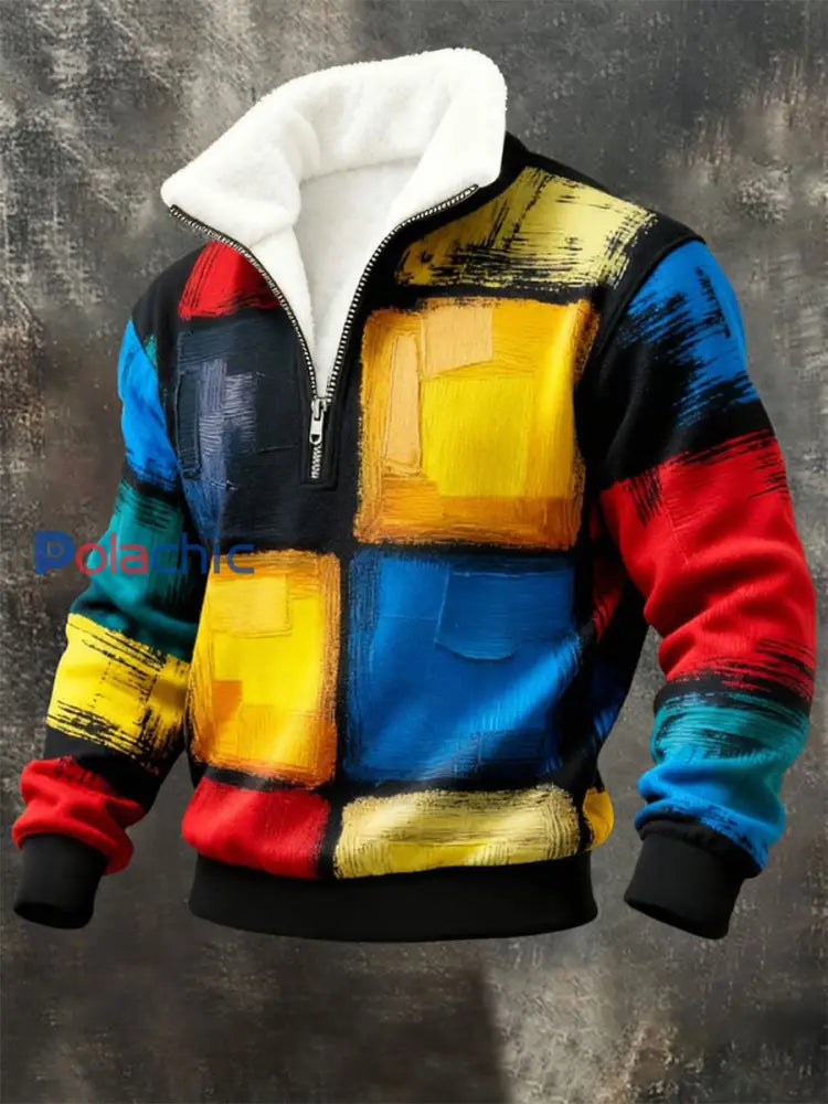 Sweat-shirt en peluche géométrique Art Homme comme image / S