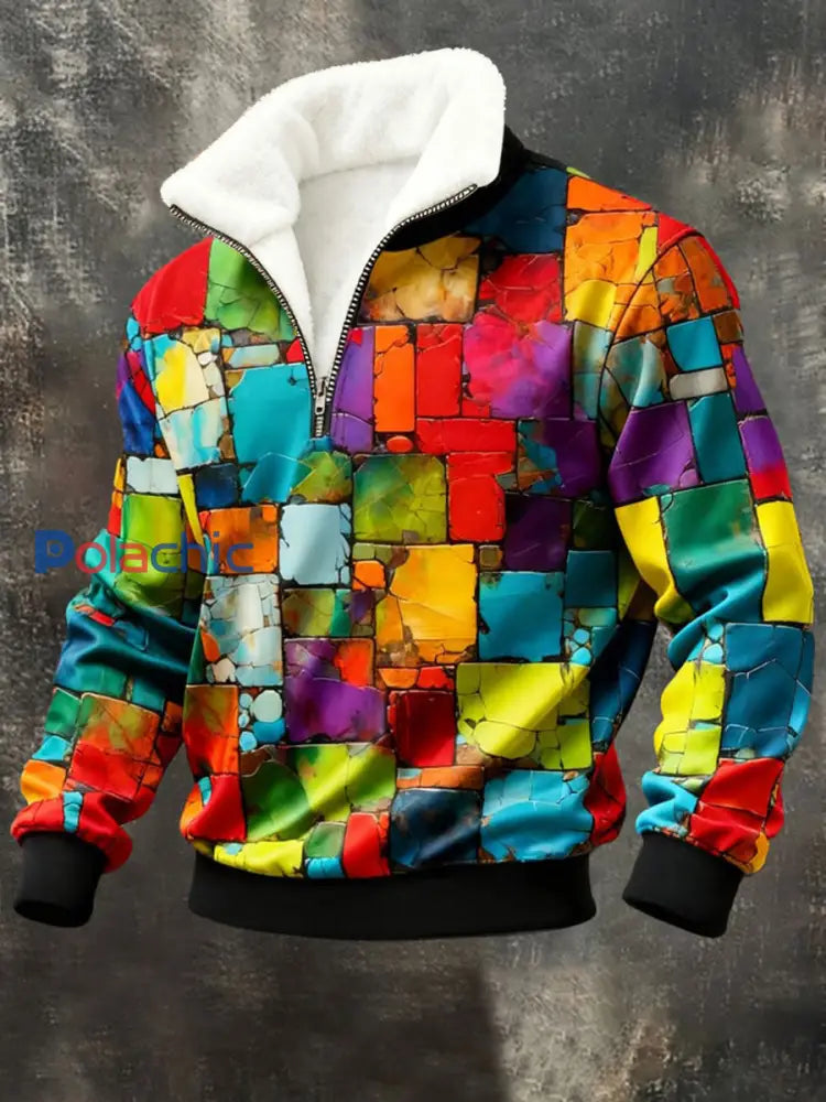 Sweat-shirt en peluche géométrique Art Homme comme image / S