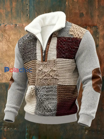 Sweat-shirt en peluche géométrique Art Homme Gris clair / S