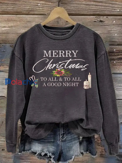 Sweat-shirt en polyester imprimé Merry Christmas pour femme gris foncé / S