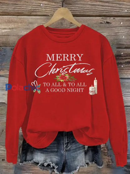 Sweat-shirt en polyester imprimé Merry Christmas pour femme rouge / S