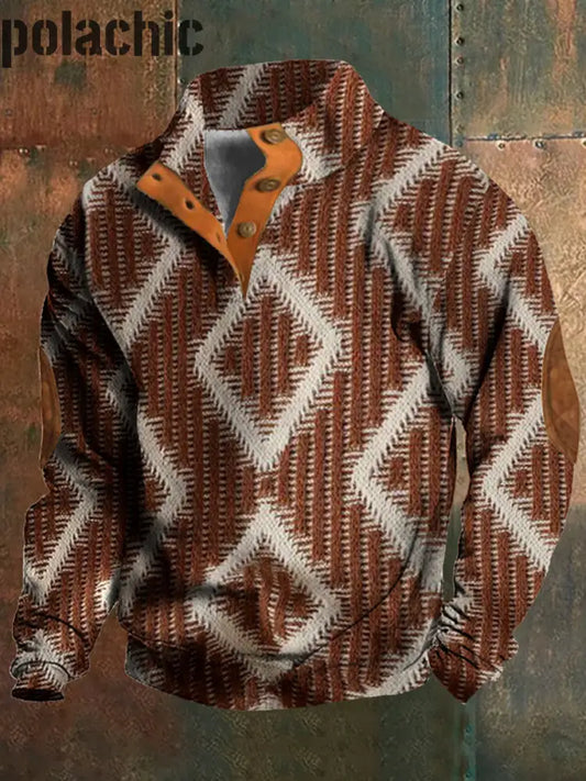 Sweat-Shirt Épais Décontracté À Imprimé Graphique Texturé Western Rétro Pour Hommes A / S