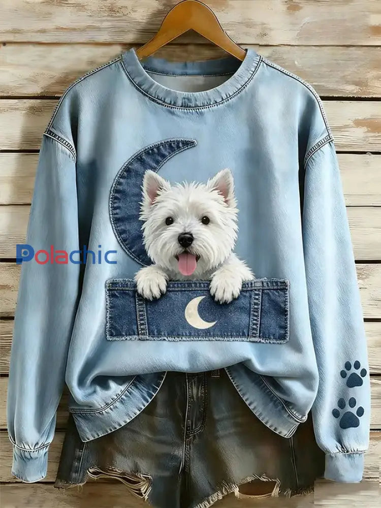 Sweat-shirt Femme Chien Art Imprimé comme image / S