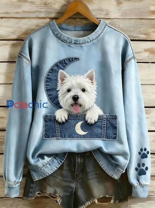 Sweat-shirt Femme Chien Art Imprimé comme image / S