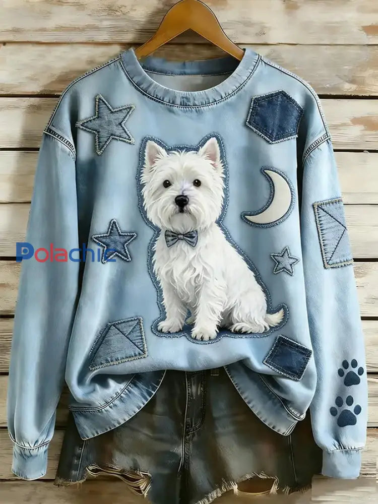 Sweat-shirt Femme Chien Art Imprimé comme image / S