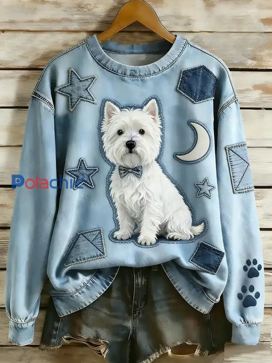 Sweat-shirt Femme Chien Art Imprimé comme image / S