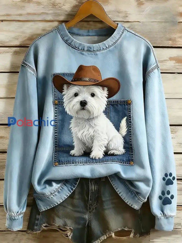 Sweat-shirt Femme Chien Art Imprimé comme image / S