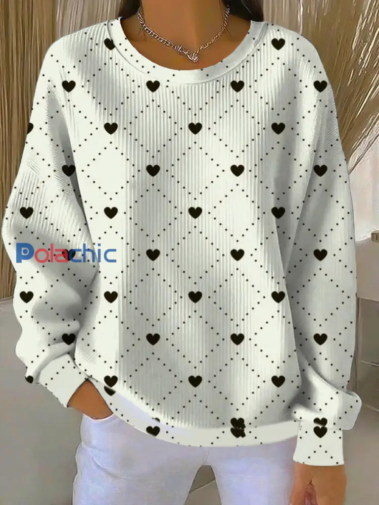 Sweat-shirt Femme Classique Motif Coeur Noir Multicolore / S