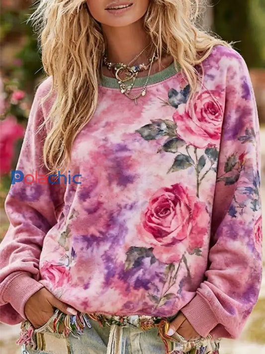 Sweat-shirt Femme Imprimé Fleurs comme image / S