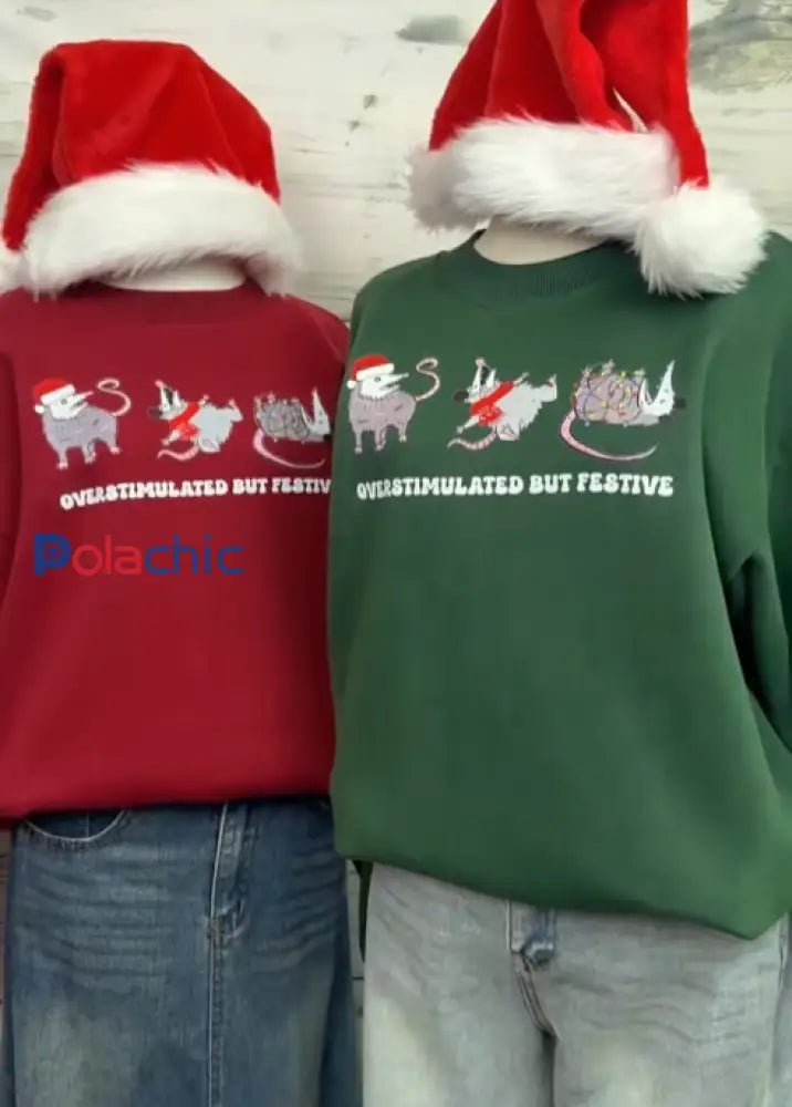 Sweat-shirt Femme Overstimulated Mais Festive Possum Noël