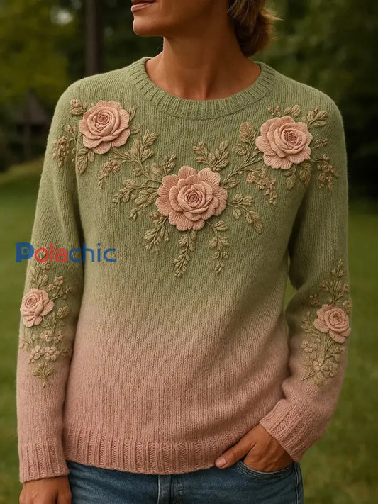 Sweat-shirt Femme Rose Imprimé Floral Art comme image / S