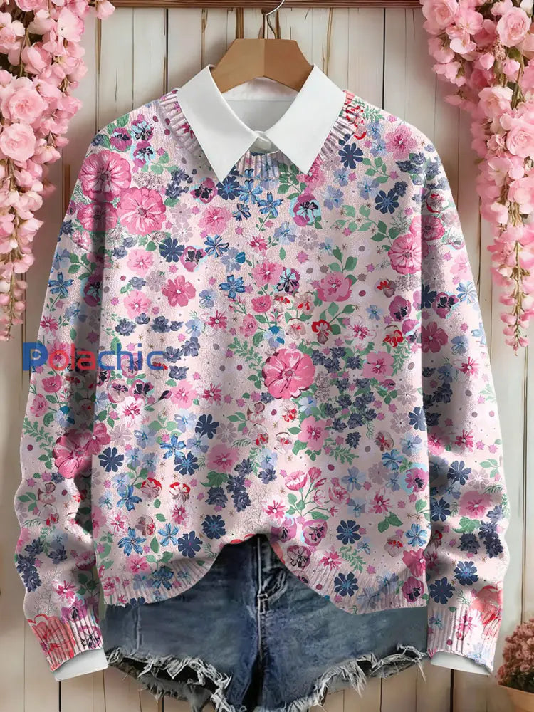 Sweat-shirt Femme Rose Imprimé Floral comme image / S