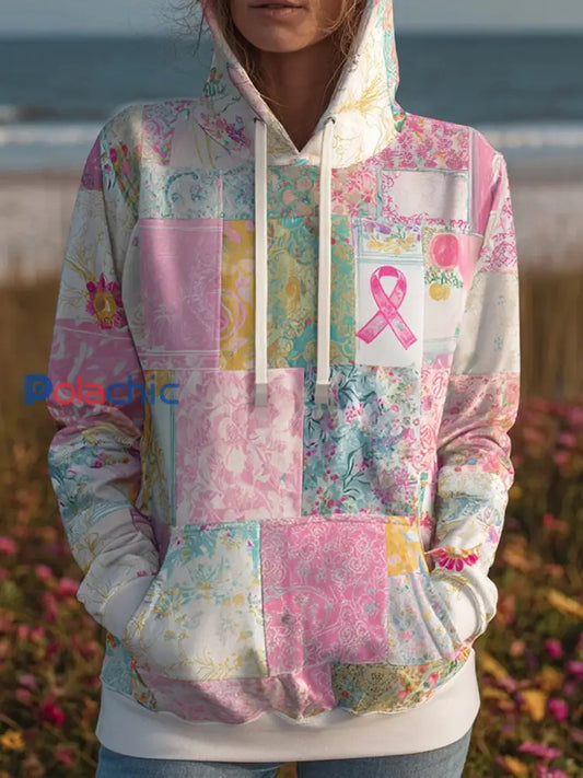 Sweat shirt Femme Rose Ruban à Capuche avec Poches Rose / S