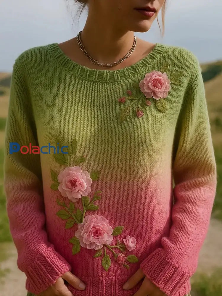 Sweat-shirt Femme Vintage Art Imprimé Floral comme image / S