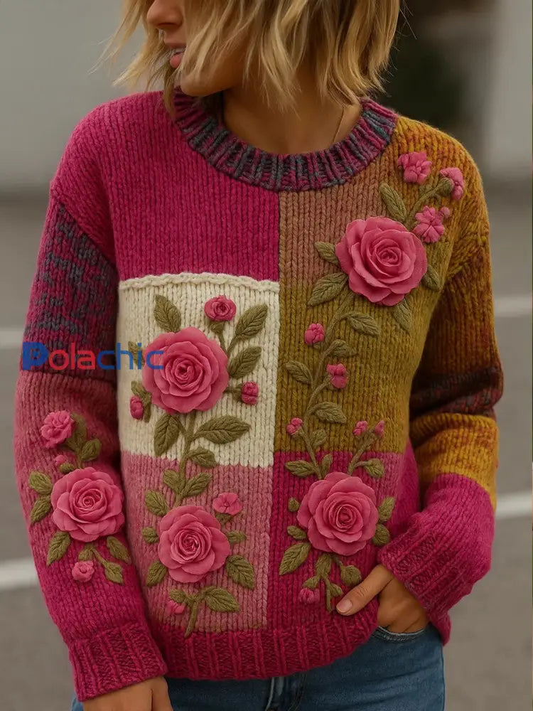 Sweat-shirt Femme Vintage Art Imprimé Floral comme image / S