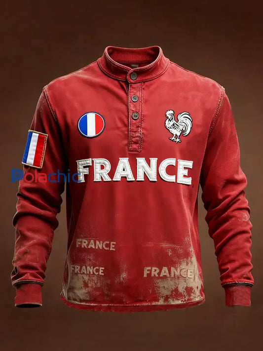 Sweat-shirt France Timbre Homme Rouge / S