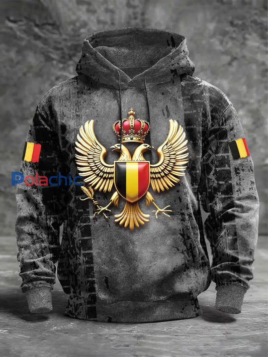 Sweat-shirt Homme Drapeau Belge Imprimé Aigle Gris Gris foncé / S