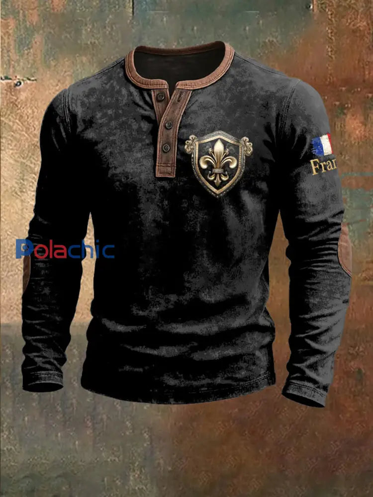 Sweat-shirt Homme France Iris Logo Imprimé Patchwork Noir / S
