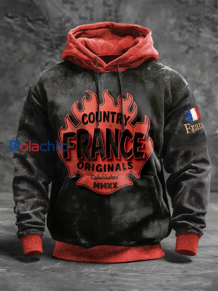Sweat-shirt Homme France Text-Printed Noir Patchwork Noir / S