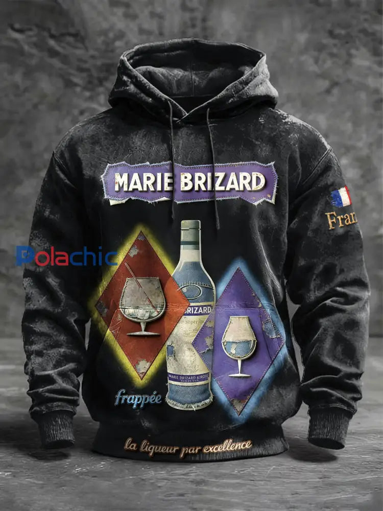 Sweat-shirt Homme French Marie Brizard Imprimé Liqueur Noir / S