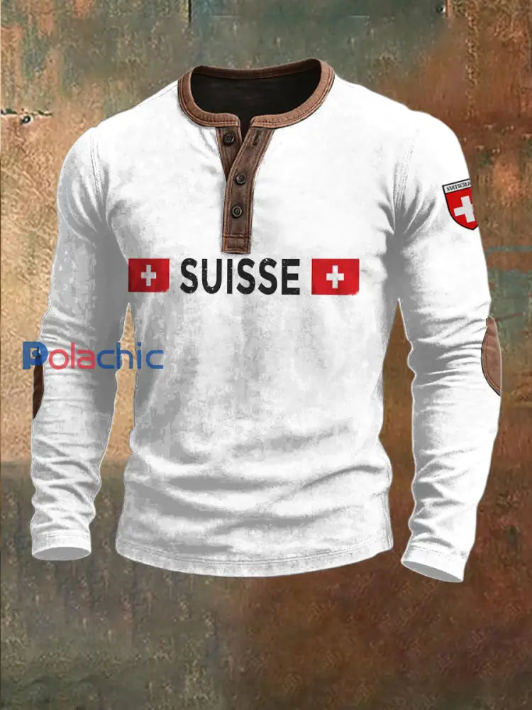Sweat-shirt homme imprimé lettres suisses en patchwork blanc Blanc / S