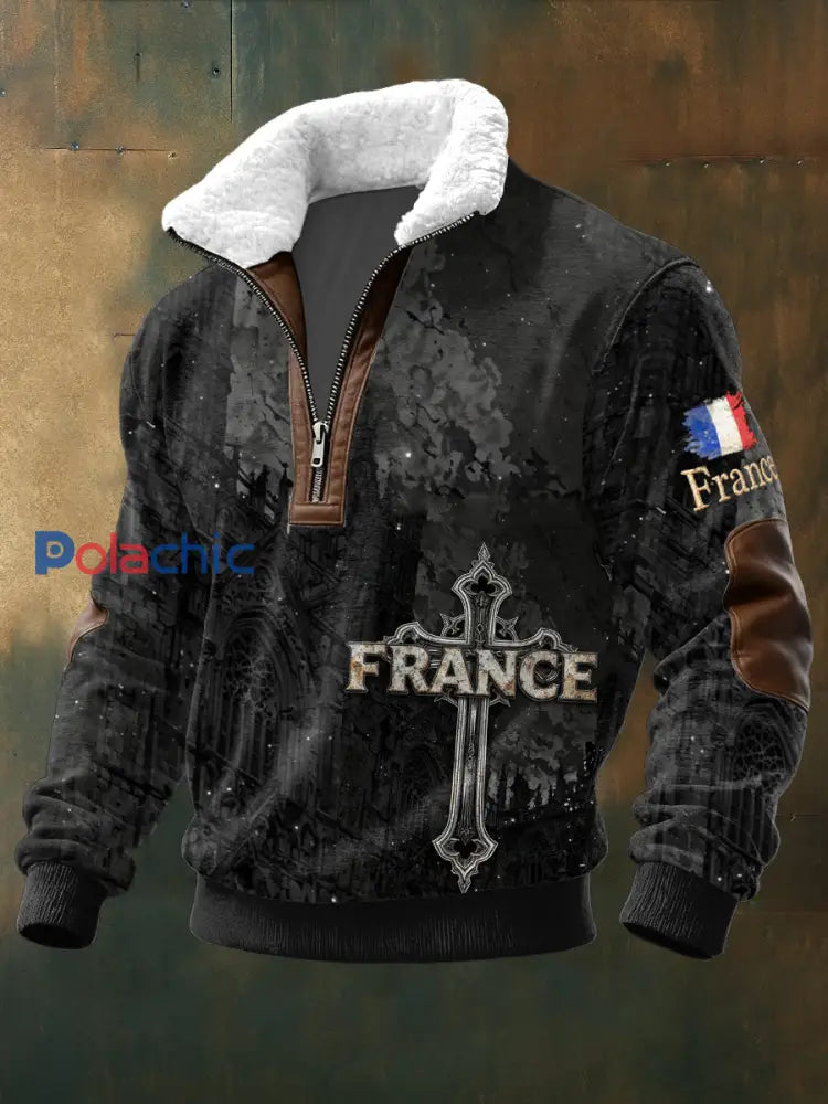 Sweat-shirt Homme Noir Imprimé Croix Française Noir / S