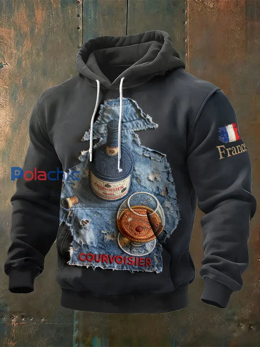 Sweat-shirt Homme Patchwork Denim Imprimé Napoléon Français Gris foncé / S