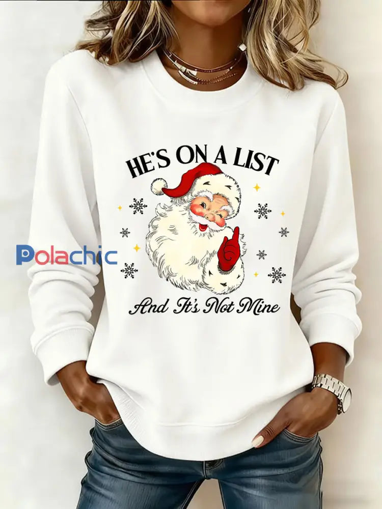 Sweat-shirt imprimé Père Noël FDT Femme Blanc / S