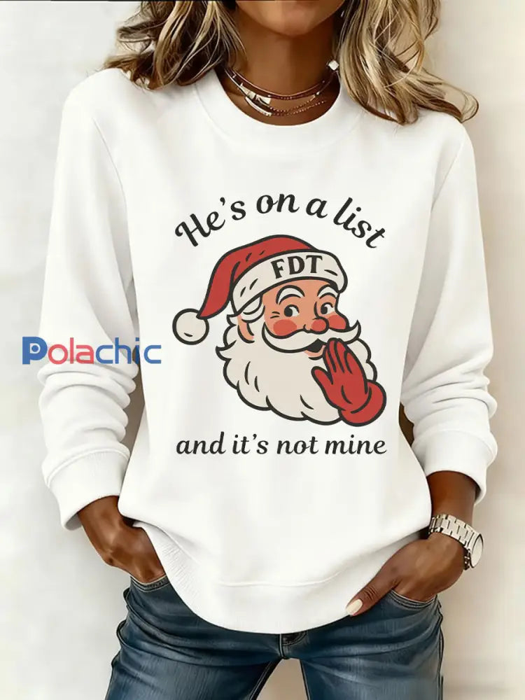 Sweat-shirt imprimé Père Noël FDT Femme Blanc / S