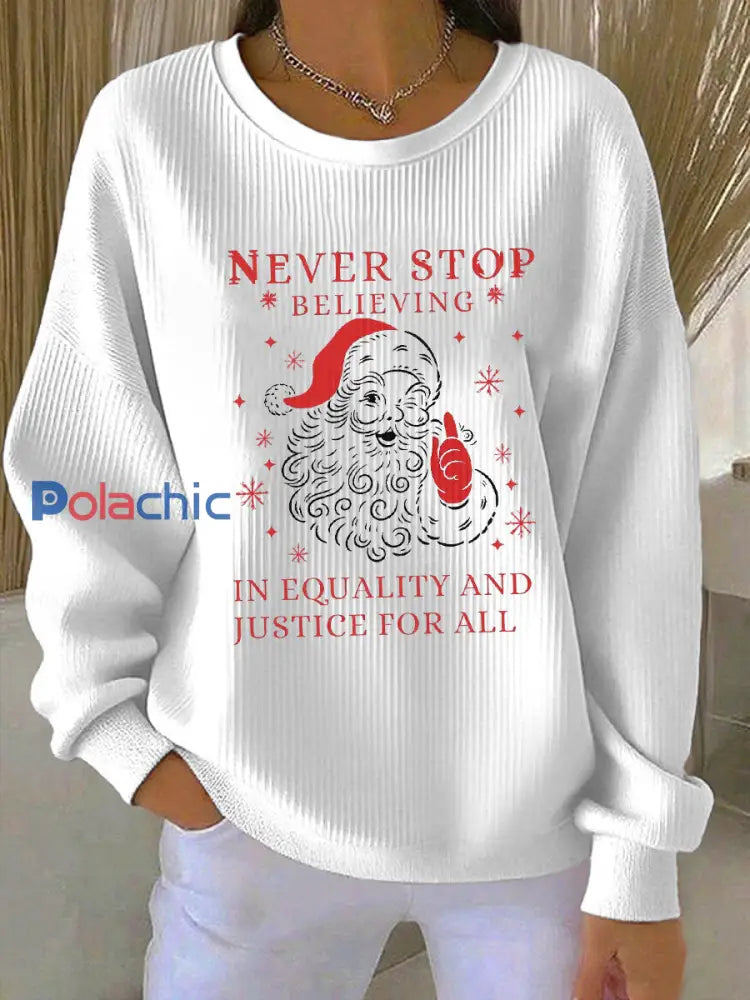 Sweat-shirt imprimé Père Noël FDT Femme Blanc / S