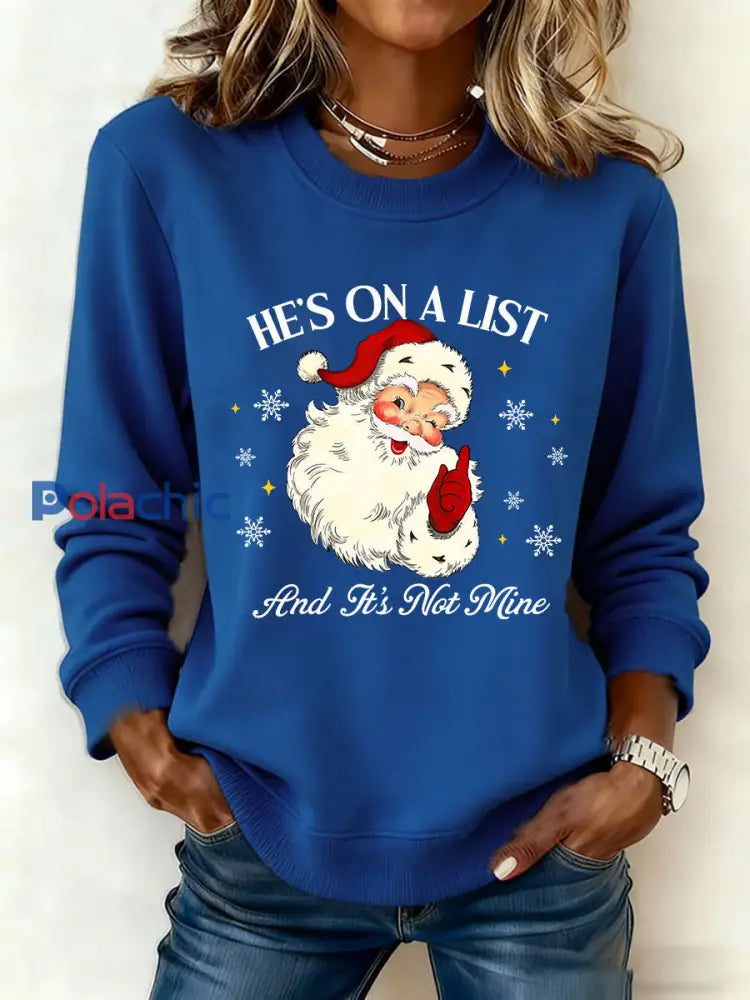 Sweat-shirt imprimé Père Noël FDT Femme Bleu / S