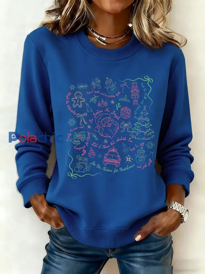 Sweat-shirt imprimé Père Noël FDT Femme Bleu / S