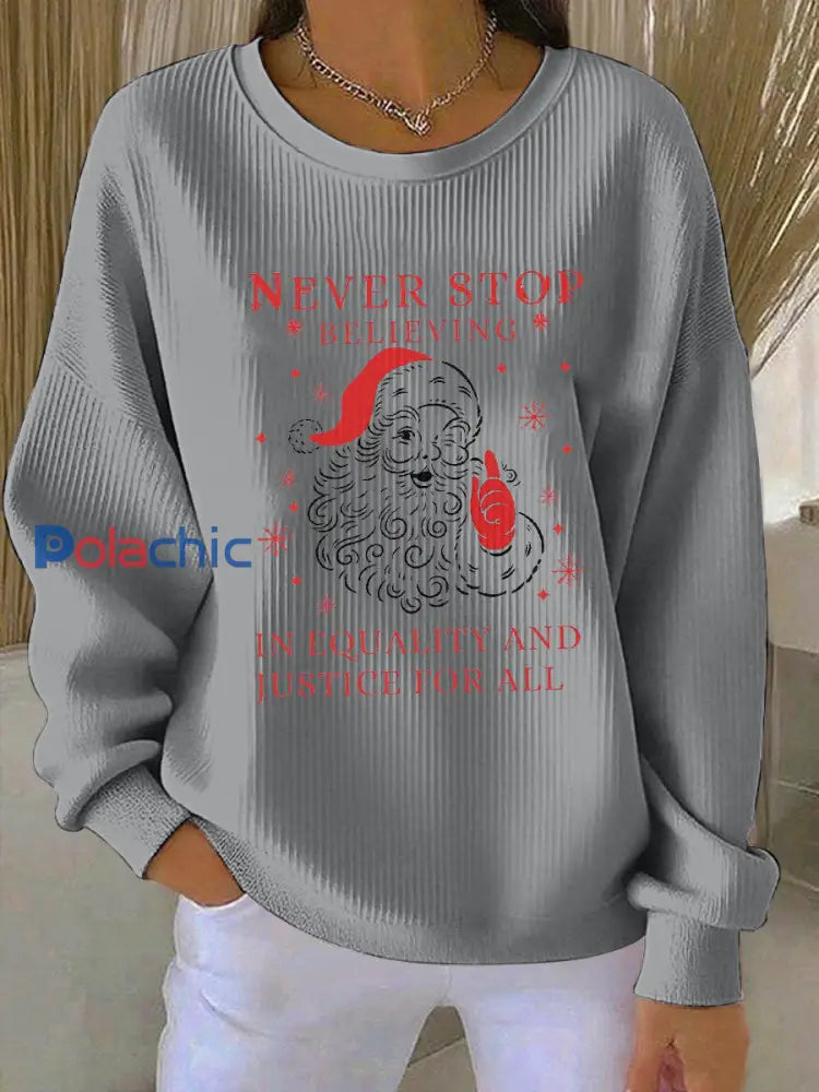 Sweat-shirt imprimé Père Noël FDT Femme Gris / S