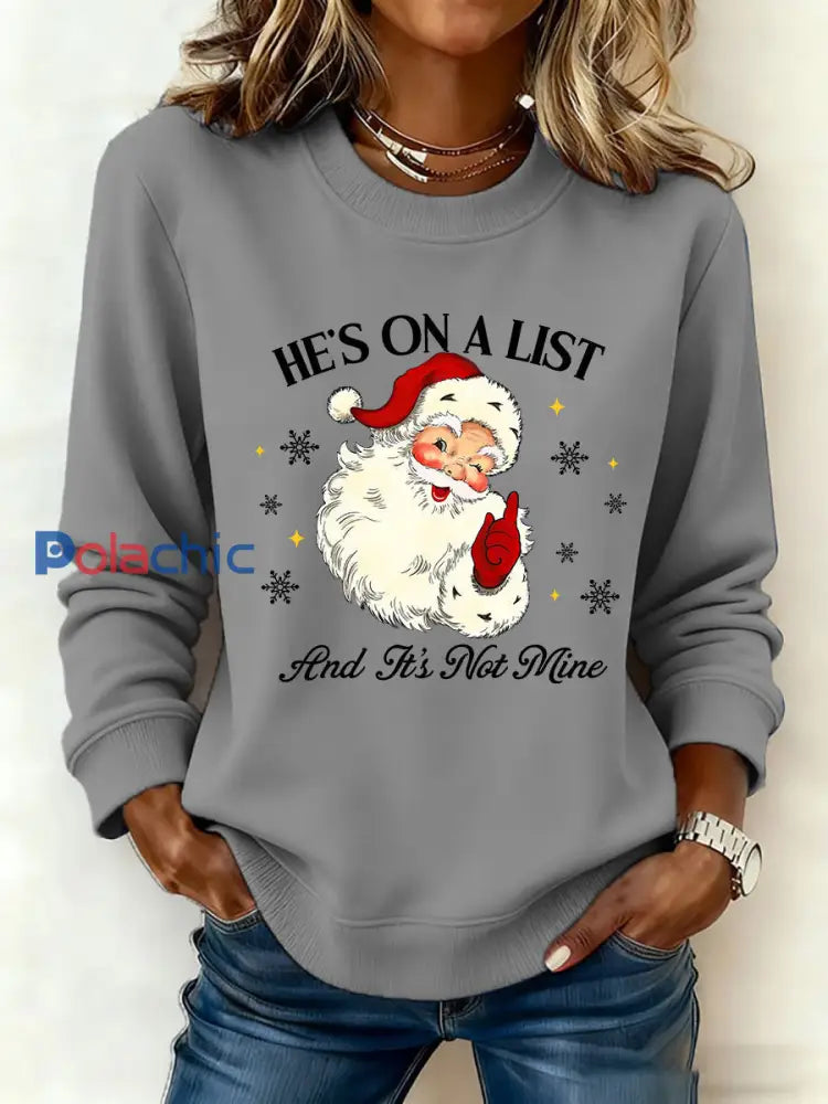 Sweat-shirt imprimé Père Noël FDT Femme Gris / S