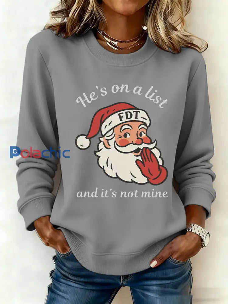 Sweat-shirt imprimé Père Noël FDT Femme Gris / S