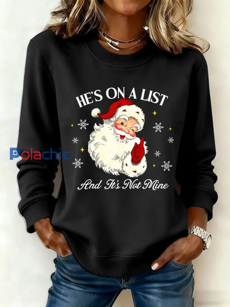 Sweat-shirt imprimé Père Noël FDT Femme Noir / S