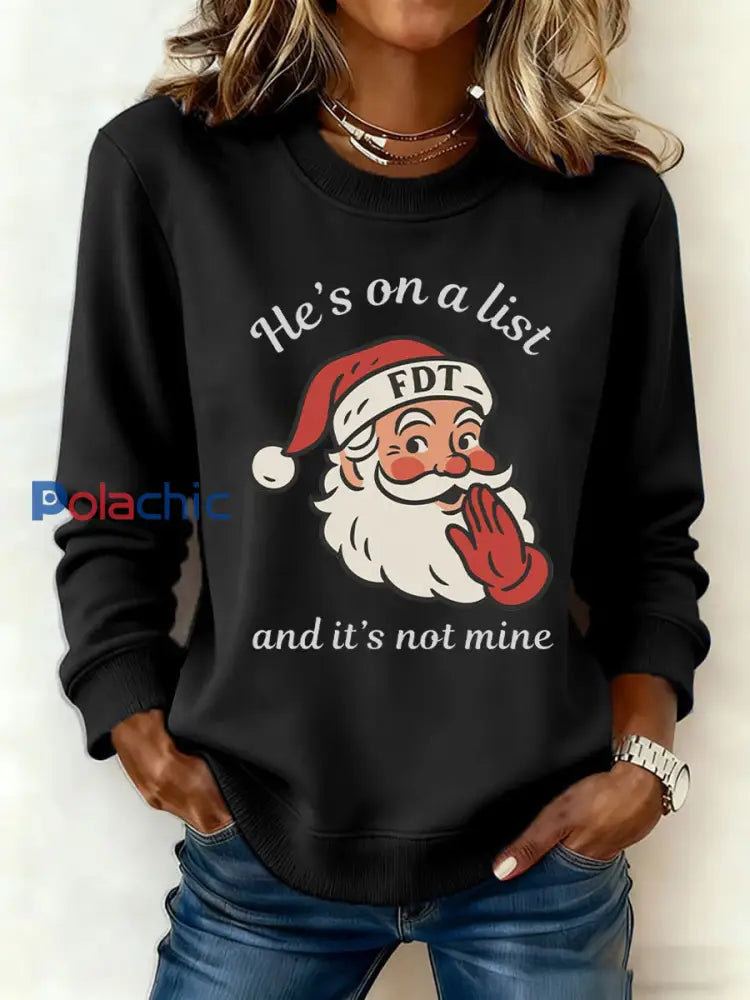 Sweat-shirt imprimé Père Noël FDT Femme Noir / S