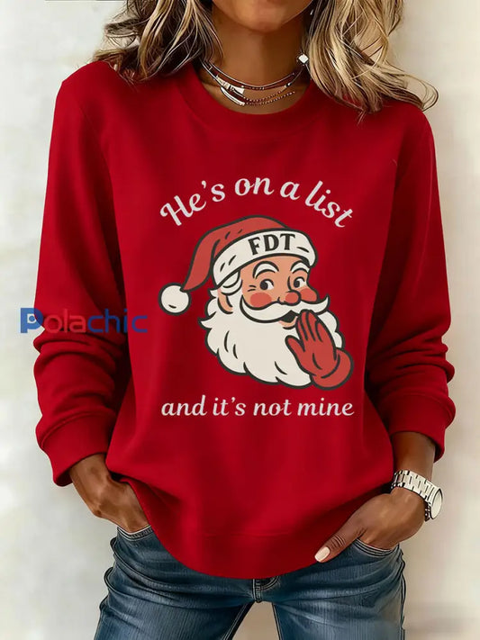Sweat-shirt imprimé Père Noël FDT Femme Rouge / S