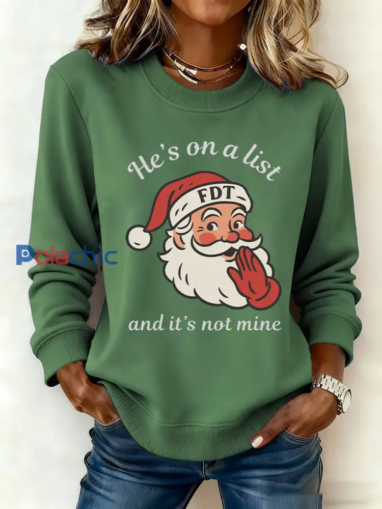 Sweat-shirt imprimé Père Noël FDT Femme Vert / S