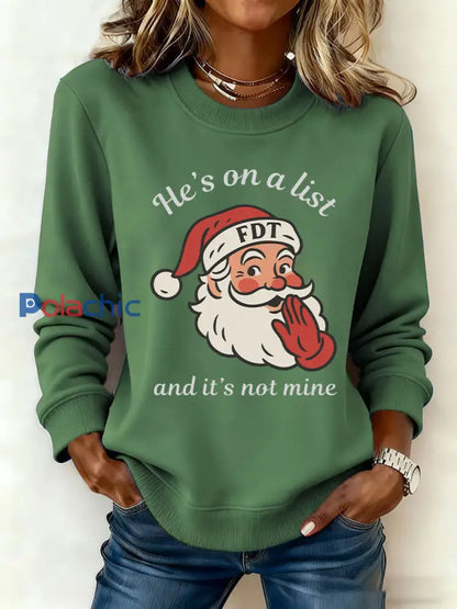 Sweat-shirt imprimé Père Noël FDT Femme Vert / S