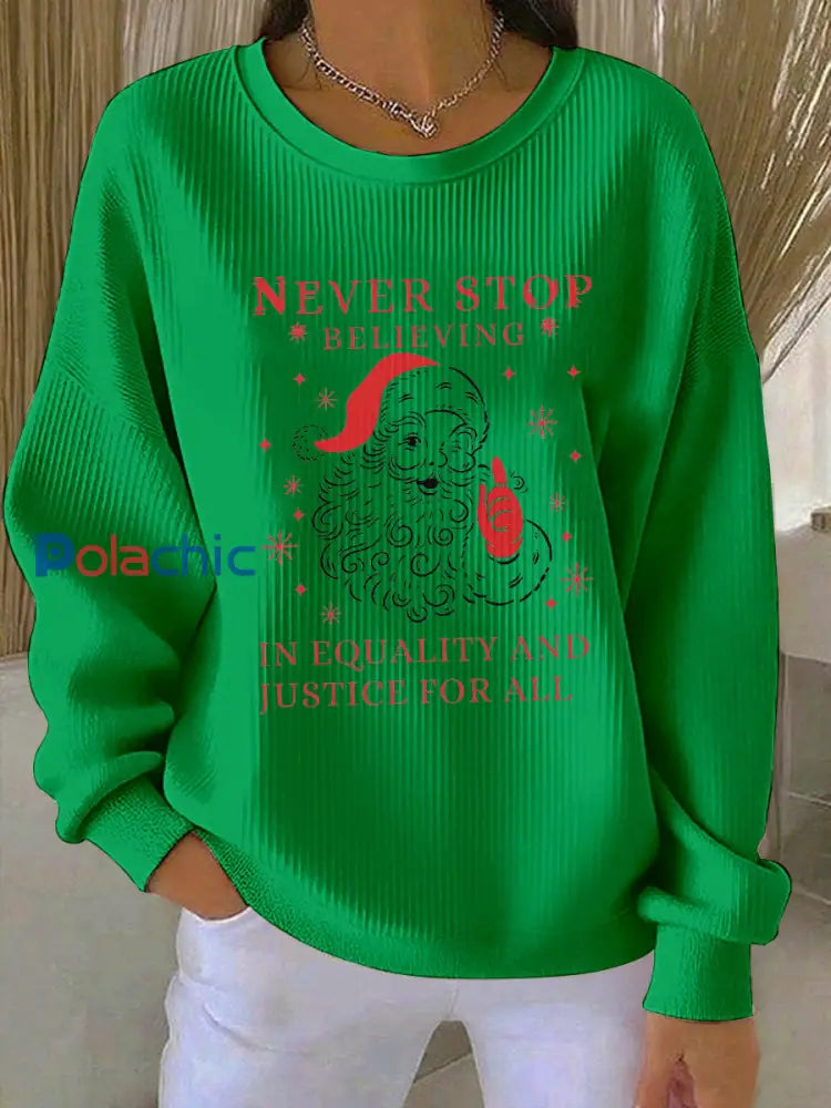 Sweat-shirt imprimé Père Noël FDT Femme Vert / S