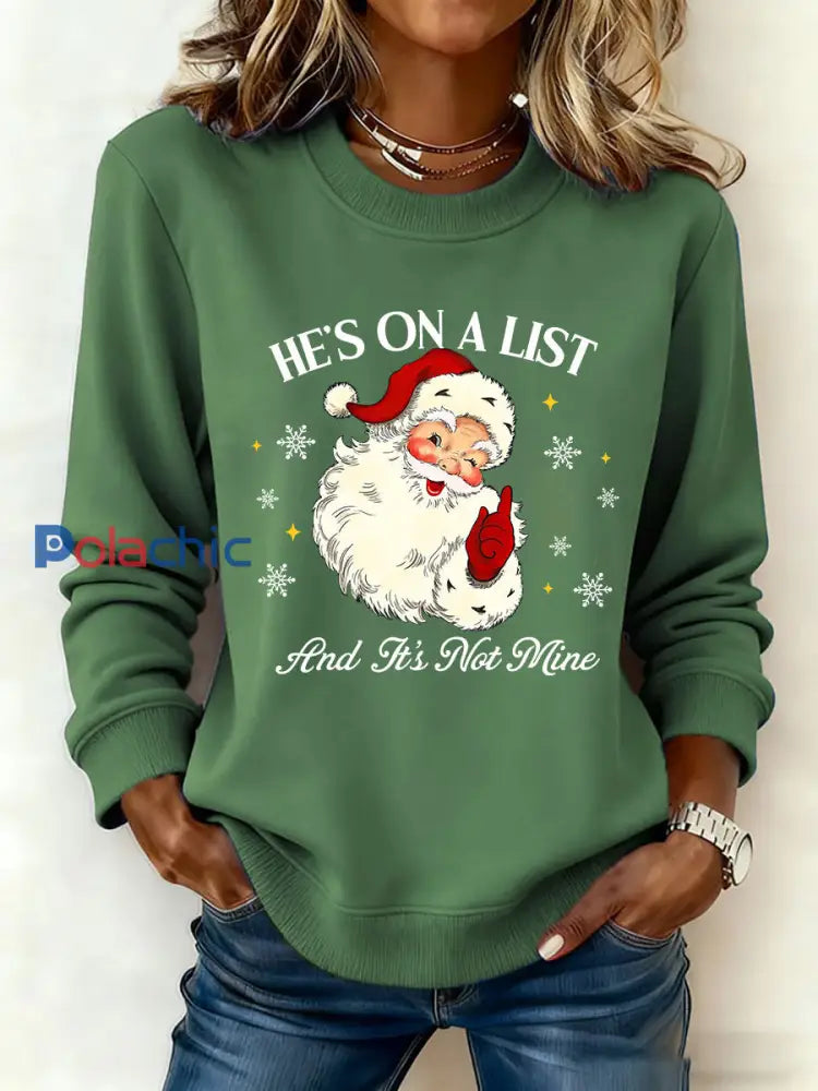 Sweat-shirt imprimé Père Noël FDT Femme Vert / S