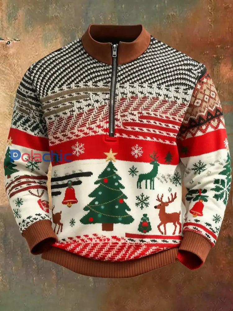 Sweat-shirt rétro imprimé de Noël pour hommes comme image / S