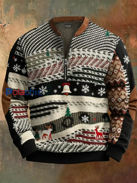 Sweat-shirt rétro imprimé de Noël pour hommes comme image / S