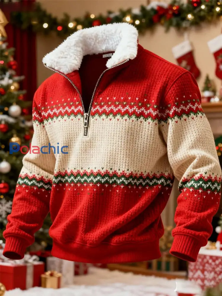 Sweat-shirt rétro imprimé de Noël pour hommes comme image / S