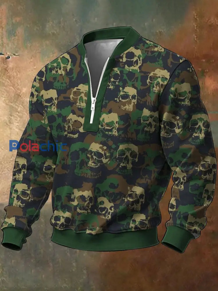 Sweat-shirt rétro squelette camouflage pour hommes Camouflage / S
