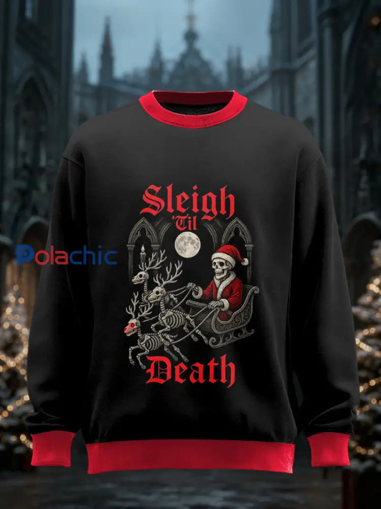 Sweat-shirt unisexe col rond imprimé de Noël gothique à manches longues Noir / S